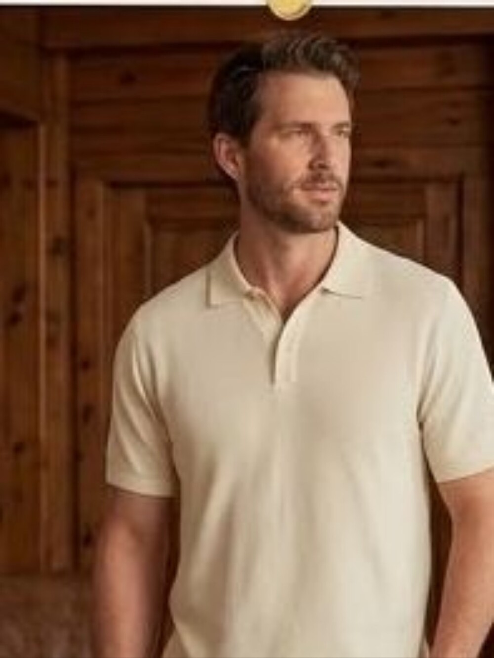 Banana Republic Men’s Light Cream Short-Sleeve Polo